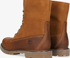 Timberland authentics teddy fleece bottines à lacets en cognac -Bottes Femme Soldes 112549 3