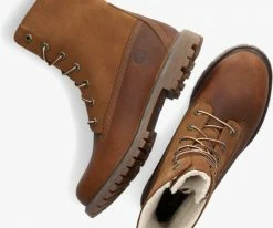 Timberland authentics teddy fleece bottines à lacets en cognac -Bottes Femme Soldes 112549 5