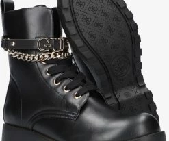 Guess nina bottines à lacets en noir -Bottes Femme Soldes 112564 4