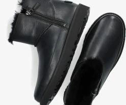 Ugg w classic zip mini bottes fourrure en noir -Bottes Femme Soldes 112610 5