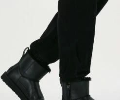 Ugg w classic zip mini bottes fourrure en noir -Bottes Femme Soldes 112610 8