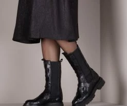 Notre-v 01-612 bottines chelsea en noir -Bottes Femme Soldes 116262 7