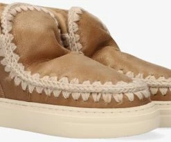 Mou eskimo sneaker bottes fourrure en camel -Bottes Femme Soldes 123253 1