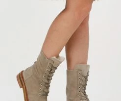 Shabbies 184020133 bottines à lacets en beige -Bottes Femme Soldes 200135 8