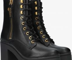 Guess cabra bottines à lacets en noir -Bottes Femme Soldes 200408 1