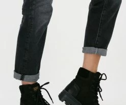 G-star raw noxer hgh tmb lea w bottines à lacets en noir -Bottes Femme Soldes 200788 8