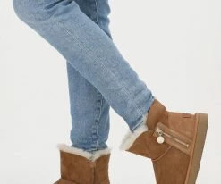 Ugg w bailey zip mini bottes fourrure en camel -Bottes Femme Soldes 201832 8