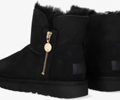 Ugg w bailey zip mini bottes fourrure en noir -Bottes Femme Soldes 201833 3