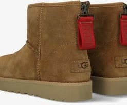 Ugg w classic mini logo zip bottes fourrure en camel -Bottes Femme Soldes 201900 3