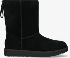 Ugg w classic short logo zip bottes fourrure en noir