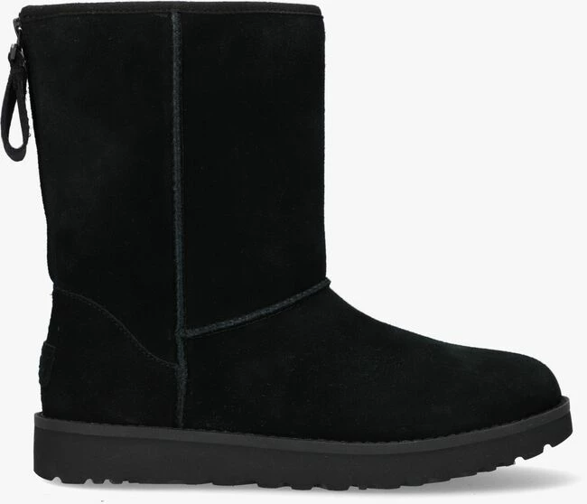 Ugg w classic short logo zip bottes fourrure en noir 1 Ugg w classic short logo zip bottes fourrure en noir