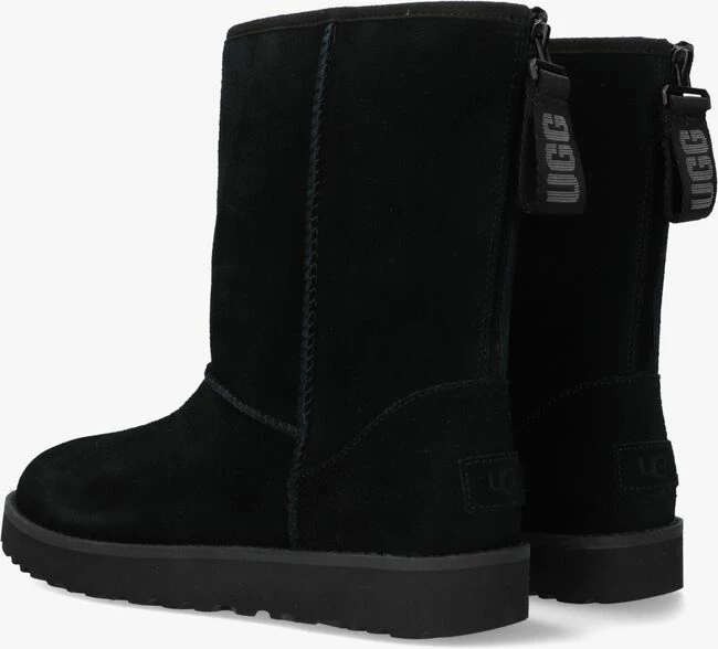 Ugg w classic short logo zip bottes fourrure en noir 3 Ugg w classic short logo zip bottes fourrure en noir – Image 3