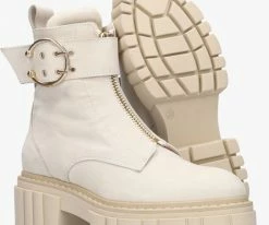 Notre-v 03-437 biker boots en beige -Bottes Femme Soldes 202174 4