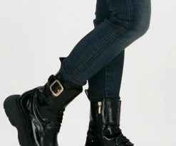 Notre-v an133 bottines à lacets en noir 11 Notre-v an133 bottines à lacets en noir -Bottes Femme Soldes 202853 8