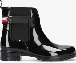 Tommy hilfiger th hardware rainboot bottes en caoutchouc en noir