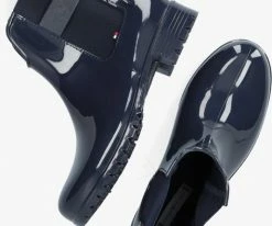 Tommy hilfiger th hardware rainboot bottes en caoutchouc en bleu -Bottes Femme Soldes 206609 5