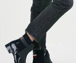 Tommy hilfiger th hardware rainboot bottes en caoutchouc en bleu -Bottes Femme Soldes 206609 8