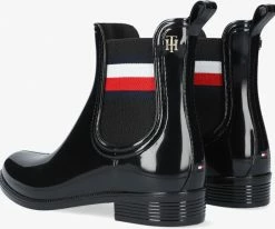 Tommy hilfiger corporate ribbon rainboot bottes en caoutchouc en noir -Bottes Femme Soldes 206618 3