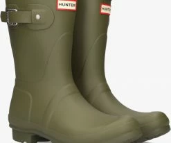 Hunter womens original short bottes en caoutchouc en vert