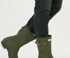 Hunter womens original short bottes en caoutchouc en vert -Bottes Femme Soldes 207108 8