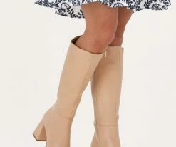 Notre-v ao131 bottes hautes en beige -Bottes Femme Soldes 210452 8