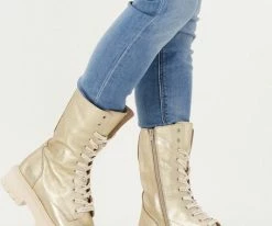 Nikkie dewie boots bottines à lacets en or 11 Nikkie dewie boots bottines à lacets en or -Bottes Femme Soldes 223567 8