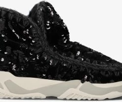 Mou eskimo trainer bottes fourrure en noir