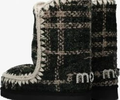 Mou eskimo 24 tartan bottes fourrure en vert -Bottes Femme Soldes 224740 3