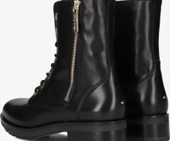 Tommy hilfiger th essentials biker boot bottines à lacets en noir -Bottes Femme Soldes 228438 3