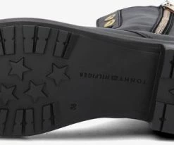 Tommy hilfiger th essentials biker boot bottines à lacets en noir -Bottes Femme Soldes 228438 4