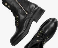 Tommy hilfiger th essentials biker boot bottines à lacets en noir -Bottes Femme Soldes 228438 5