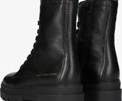 Tommy hilfiger monochromatic lace up boot bottines à lacets en noir -Bottes Femme Soldes 228441 3