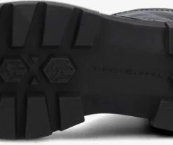 Tommy hilfiger monochromatic lace up boot bottines à lacets en noir -Bottes Femme Soldes 228441 4