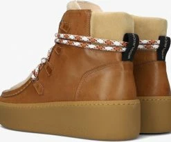 Woolrich montone bottines à lacets en camel -Bottes Femme Soldes 231847 3