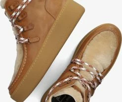 Woolrich montone bottines à lacets en camel -Bottes Femme Soldes 231847 5