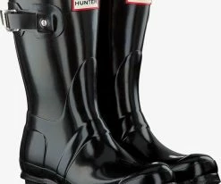 Hunter chaussure womens original short en noir -Bottes Femme Soldes 84467 6